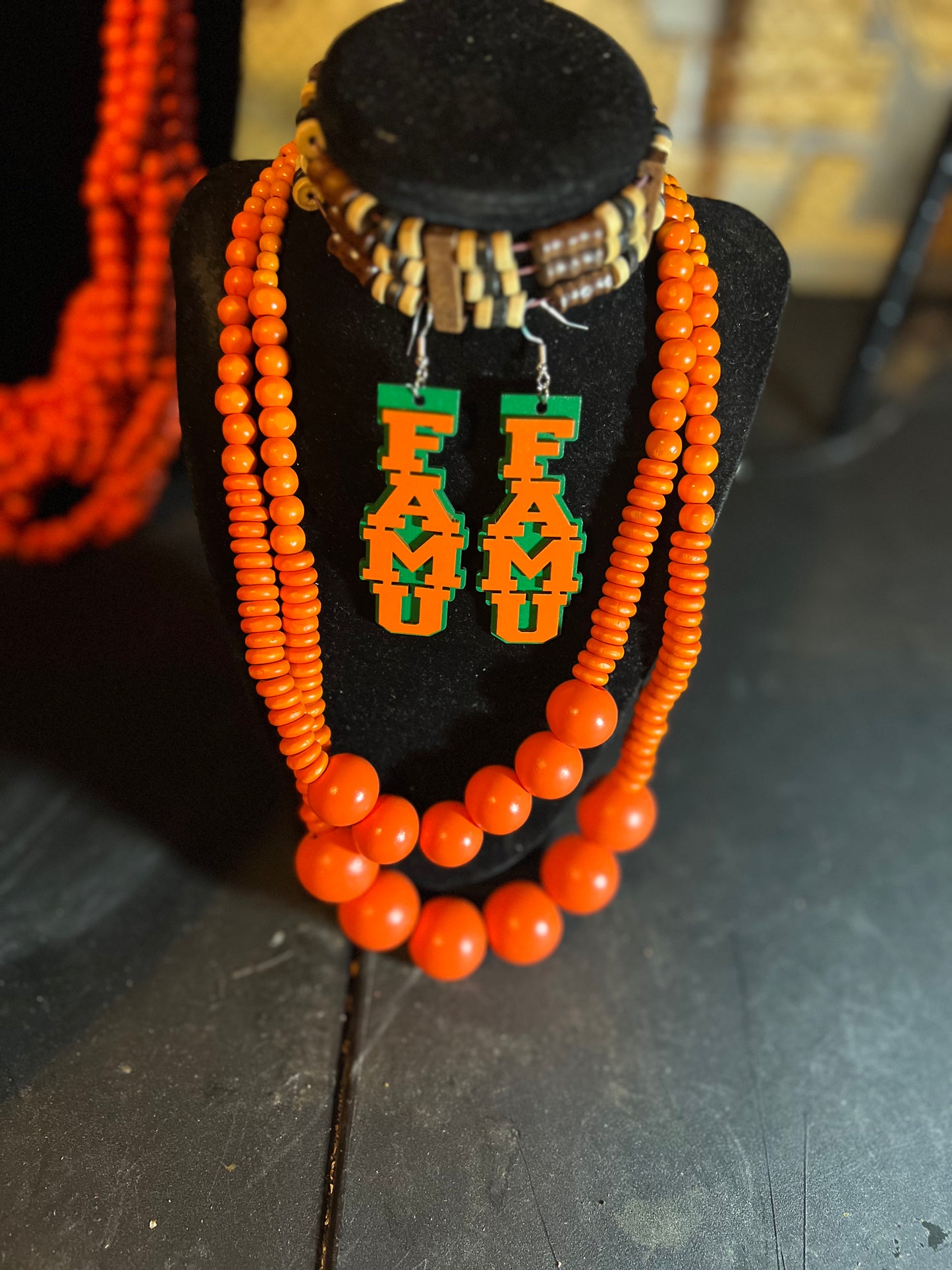 FAMU Orange & Green earrings 1pair