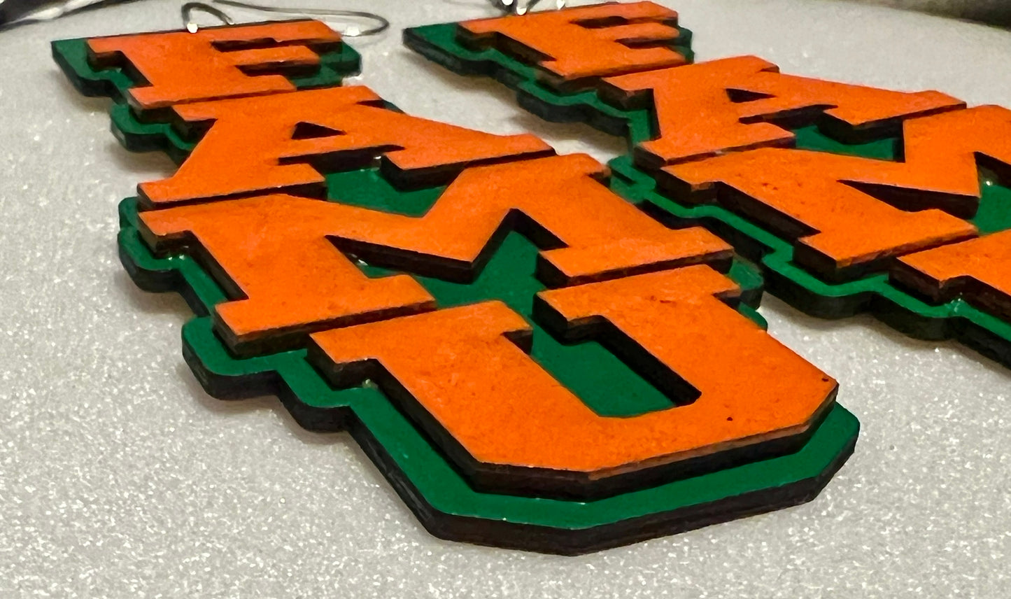FAMU Orange & Green earrings 1pair