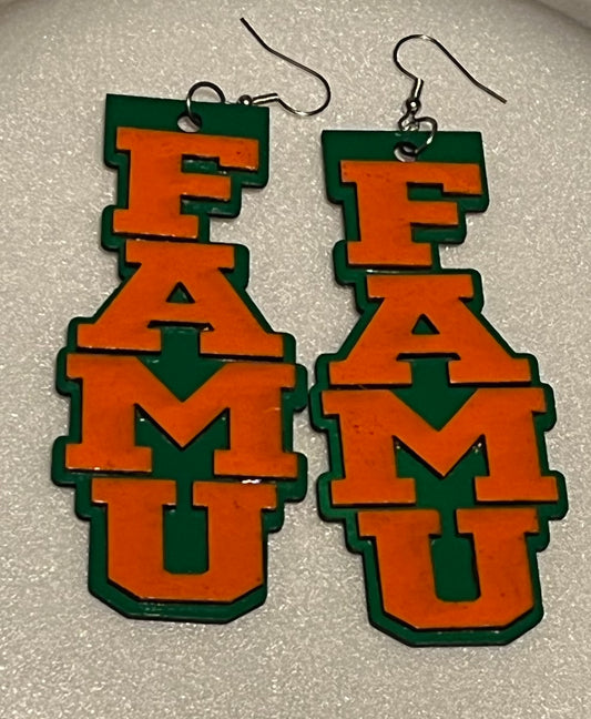 1pair FAMU Earrings Orange/Green